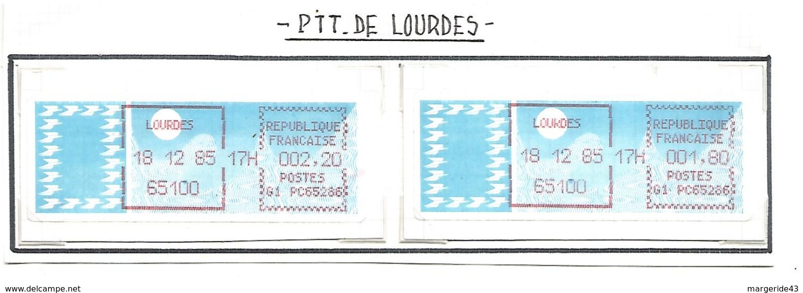 2 VIGNETTES DE LOURDES 1985 - 1985 « Carrier » Paper