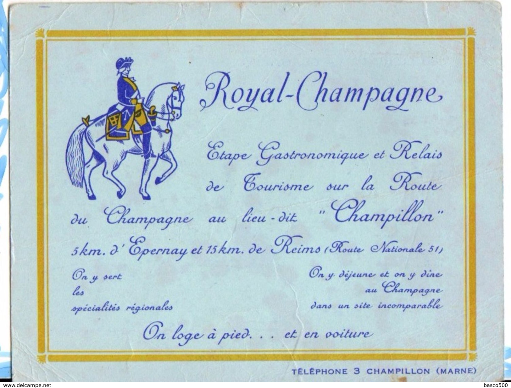 CHAMPILLON 51 MARNE - Carte/Plan Du Relais ROYAL-CHAMPAGNE Etape Gastronomique - 1900 – 1949