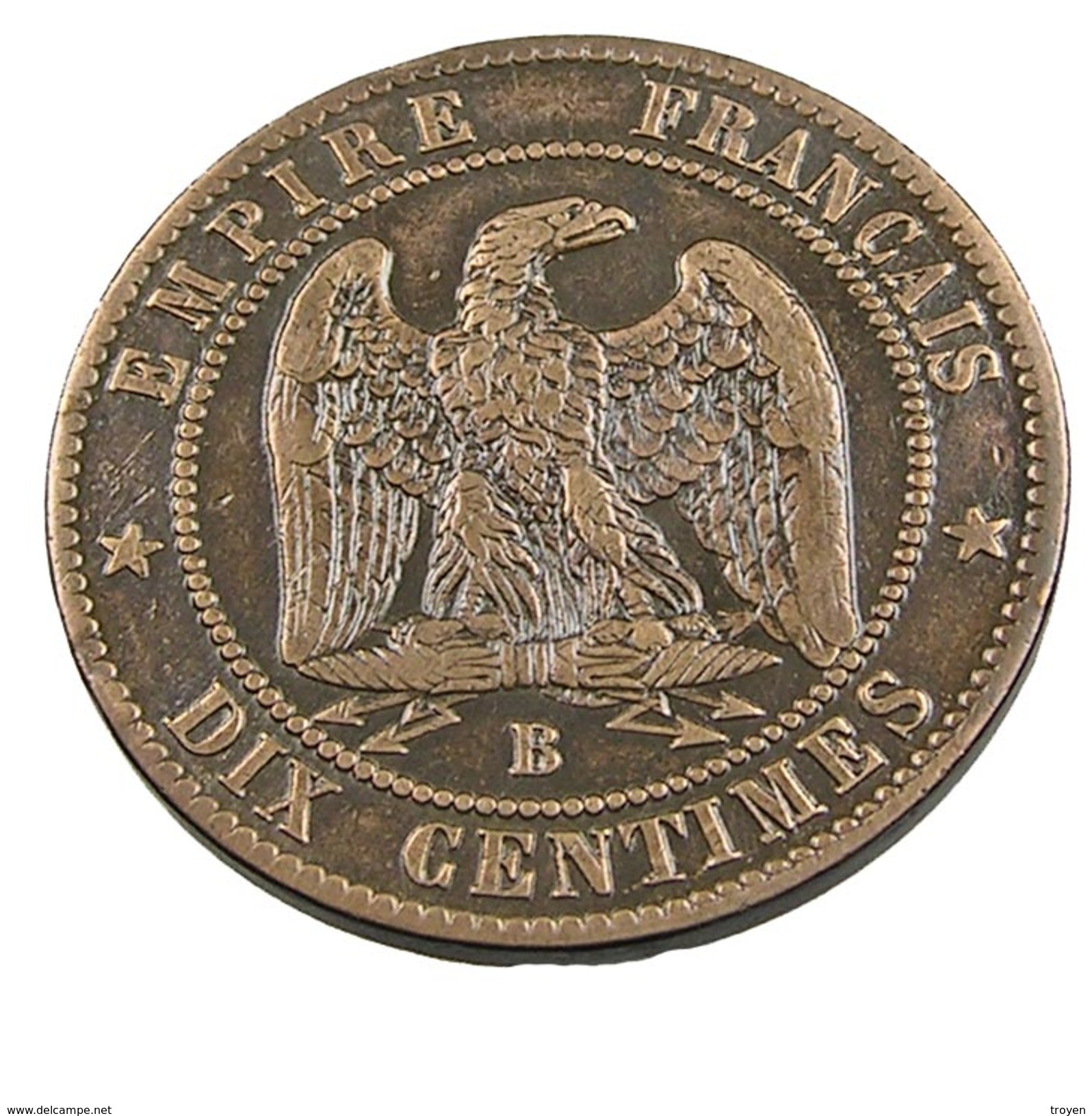 10 Centimes - Napoléon III - 1855 B - Ancre - Rouen  - Bronze - TB+ - - Other & Unclassified