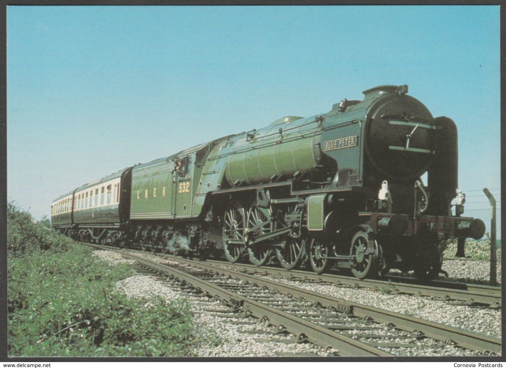 London And North Eastern Railway Peppercorn A2/3 Class 4-6-2 No 532 'Blue Peter' - Loco 100 Postcard - Trains