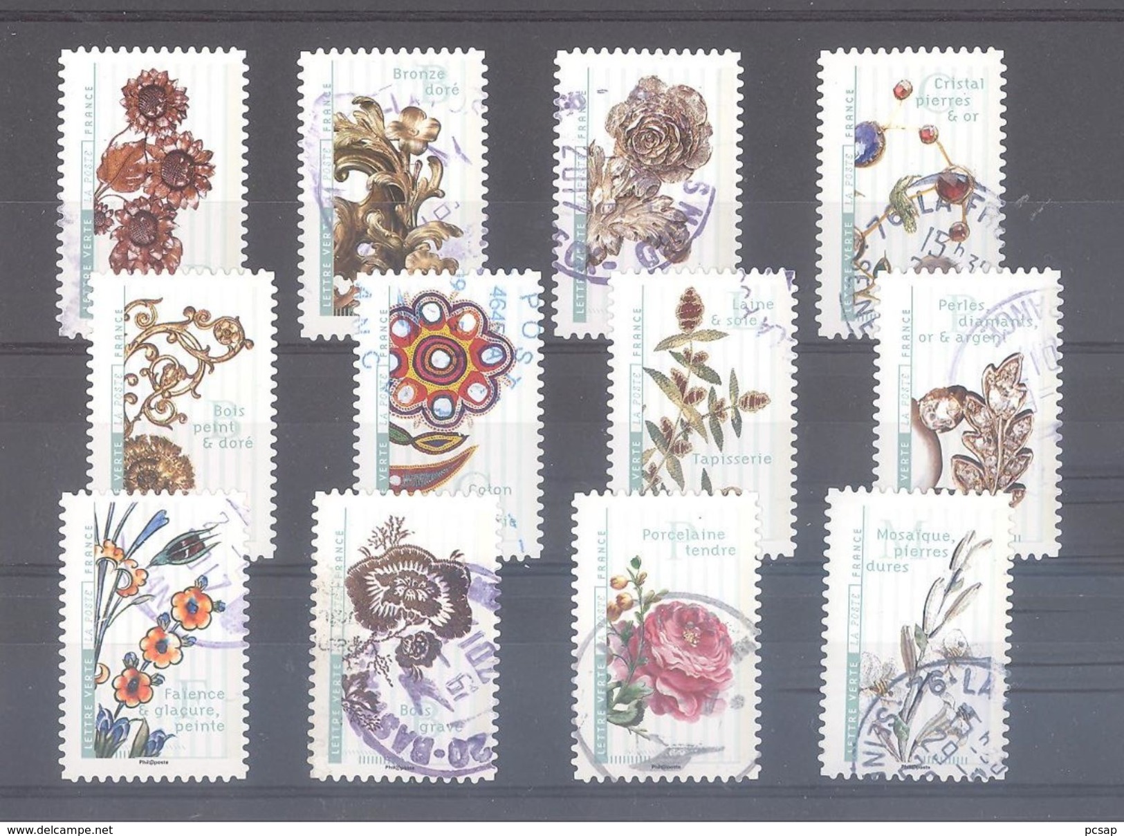 France Autoadhésifs Oblitérés (Série Complète : Fleurs Et Métiers D'art) (cachet Rond) - Oblitérés