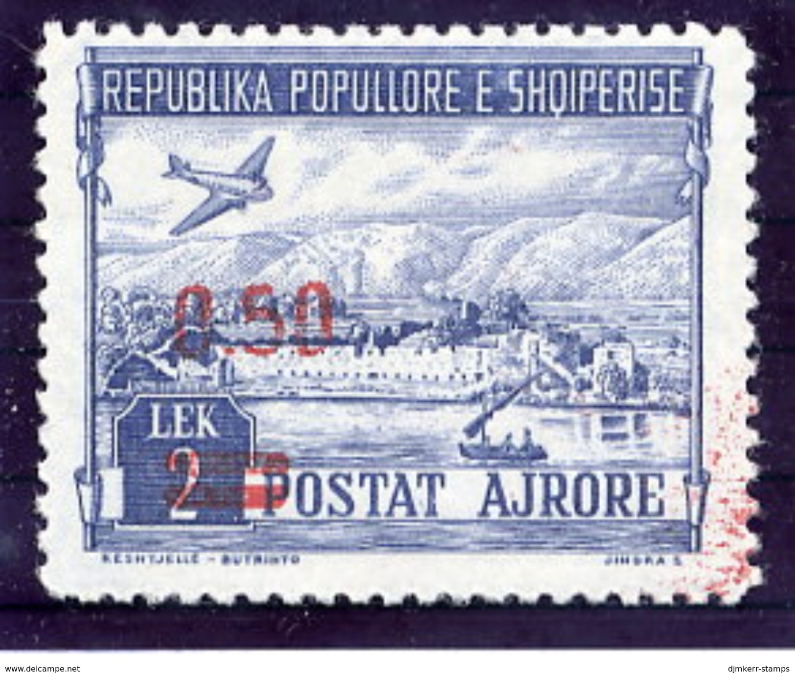 ALBANIA 1952 Airmail 2L. Surcharged 0.50 In Red MNH / **..  Michel 521 - Albanien