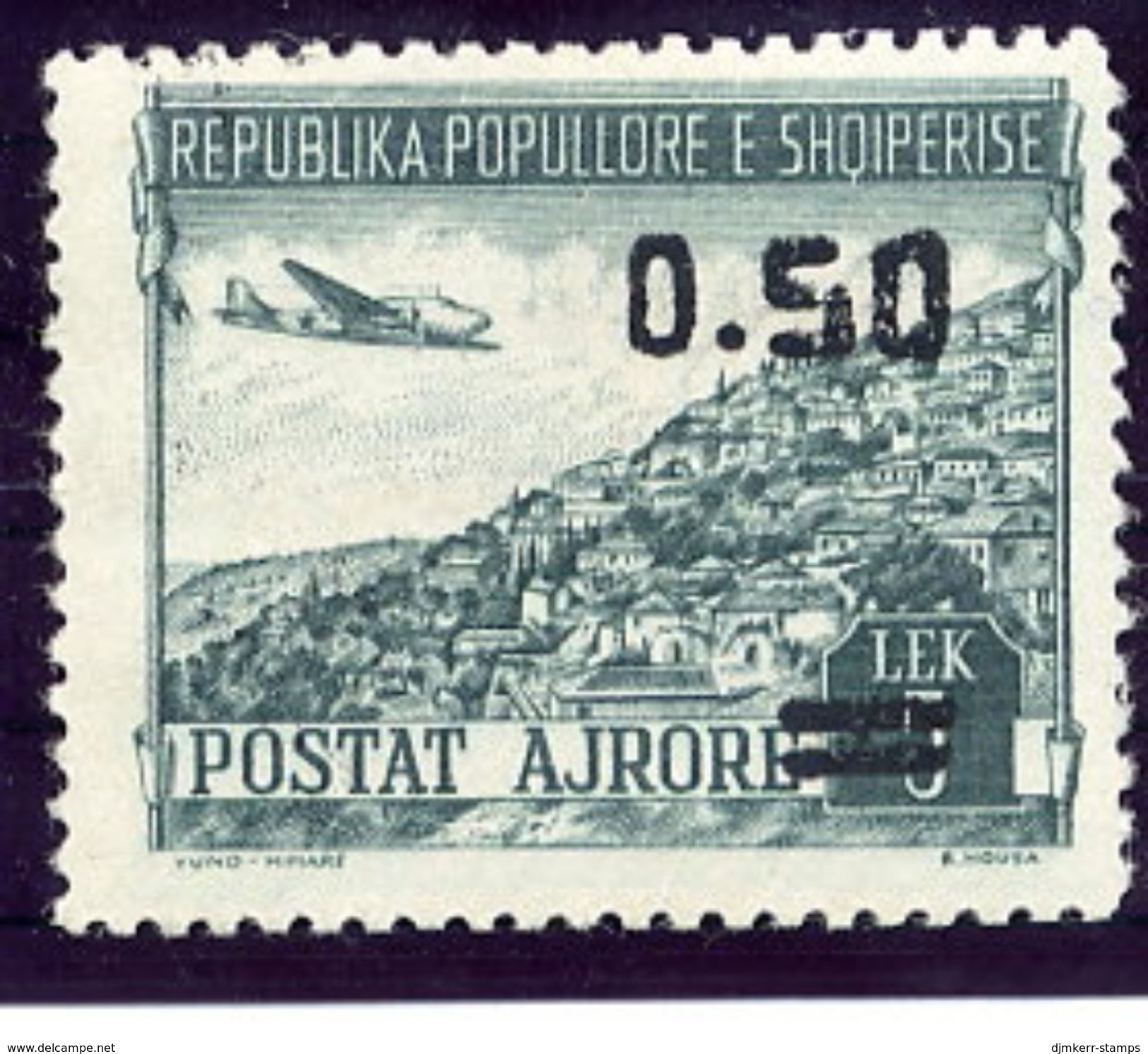 ALBANIA 1953 Airmail 5 L. Surcharged 0.50 In Black LHM / *..  Michel 523 - Albanien