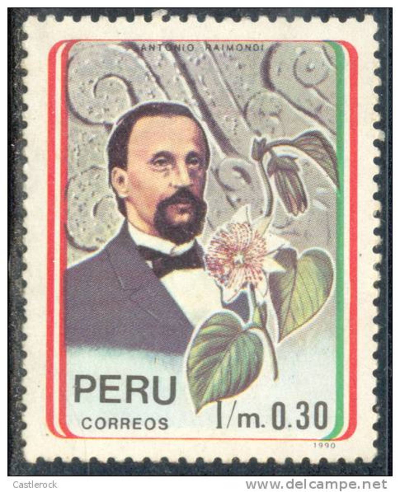 RN)1992, PERU, SCN 1020, HISTORY, 0.30 Im,ANTONIO RAIMONDI,NATURALIST AND PUBLISHER, DEATH CENT., MNH, STAMP - Peru