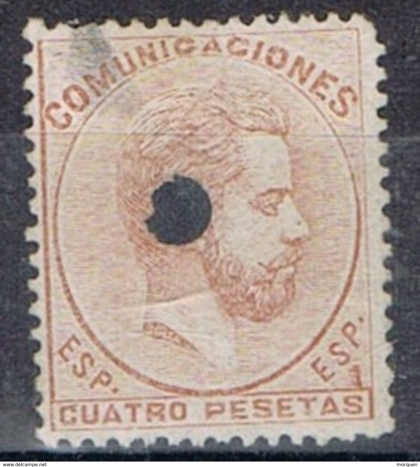 Sello Perforado Telegrafico 4 Pts Amadeo, Edifil Num  128 T º - Used Stamps