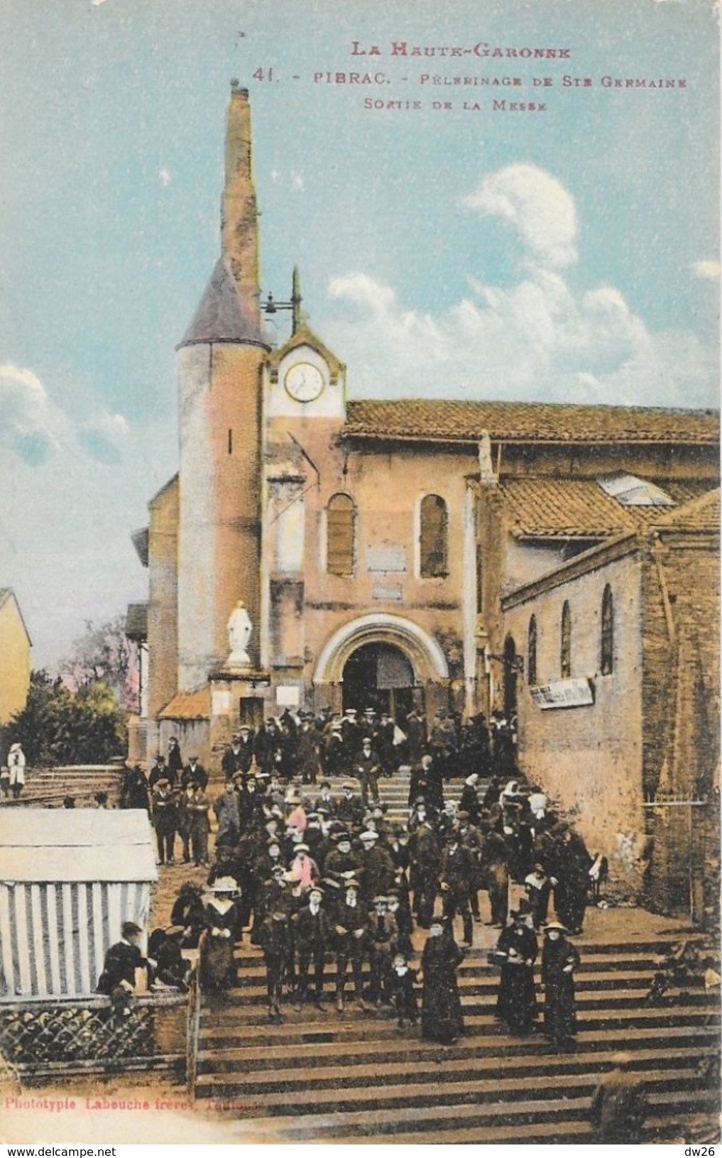 Pibrac - Pélerinage De Ste Sainte Germaine, Sortie De La Messe - Phototypie Labouche - Carte Colorisée Non Circulée - Pibrac