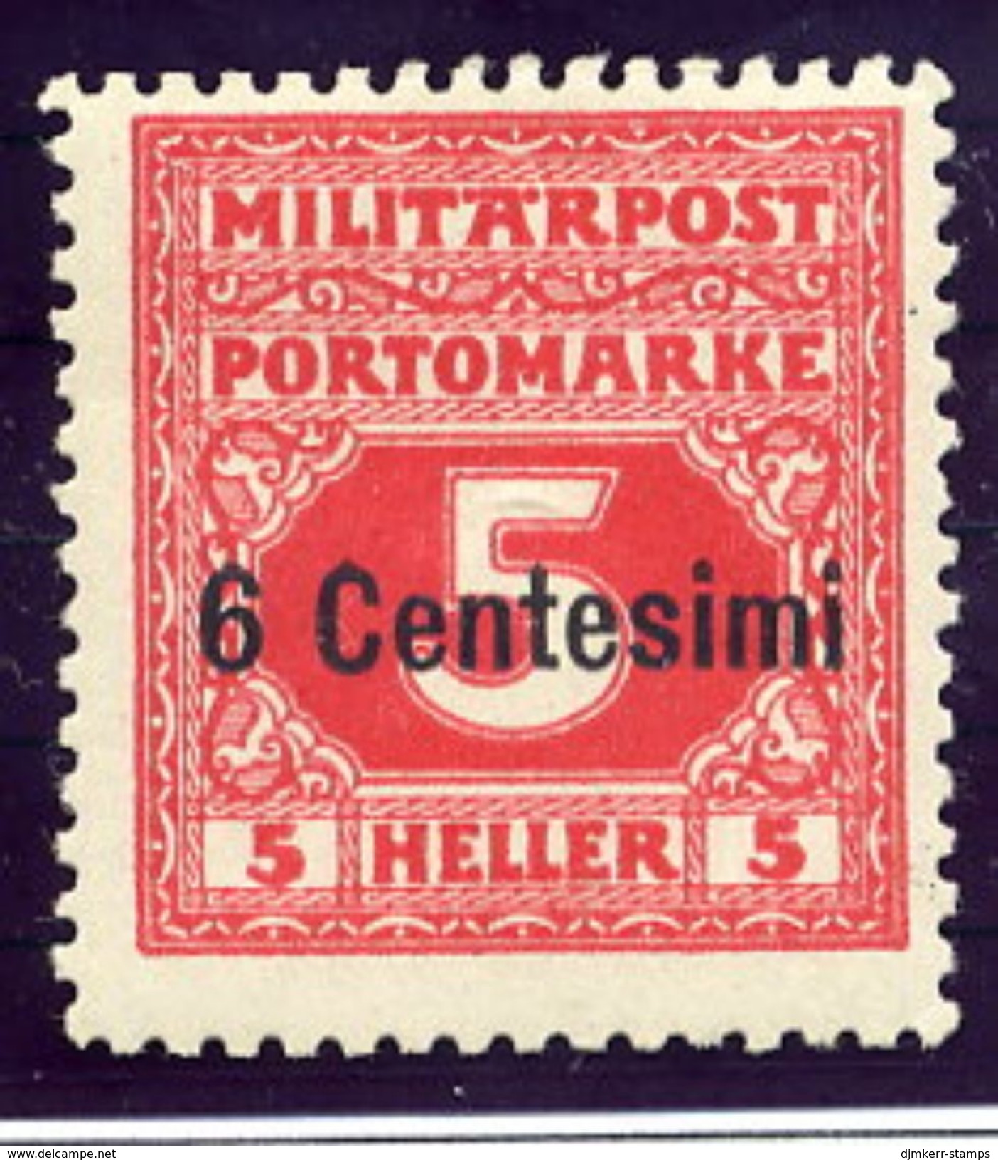 AUSTRIAN MILITARY POST In ITALY 1918 Postage Due 6 C. On 5 H. Perforated 11½ LHM / *.  Michel 1B - Postage Due