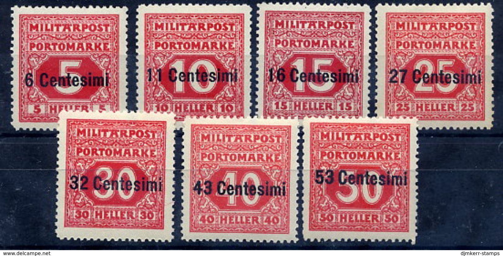 AUSTRIAN MILITARY POST In ITALY 1918 Postage Due Set Of 7 LHM / *.  Michel Porto 1-7 - Segnatasse