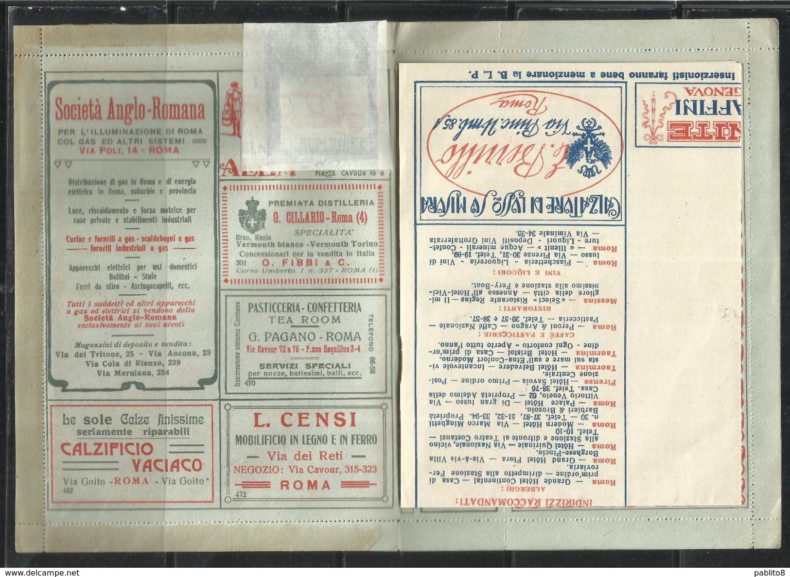 ITALY KINGDOM ITALIA REGNO 1921 BLP Busta Lettera Postale 20 Cent. Pubblicità LAMPO NUOVA FIRMATA UNUSED SIGNED - Stamps For Advertising Covers (BLP)