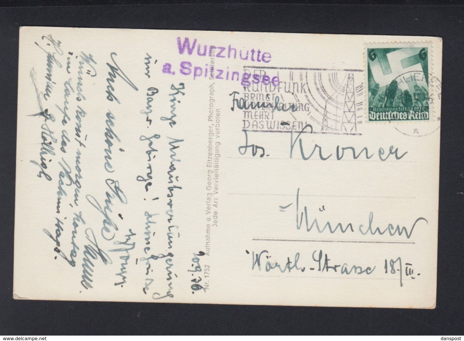 Dt. Reich AK Wurzhütte Am Spitzingsee 1936 - Schliersee
