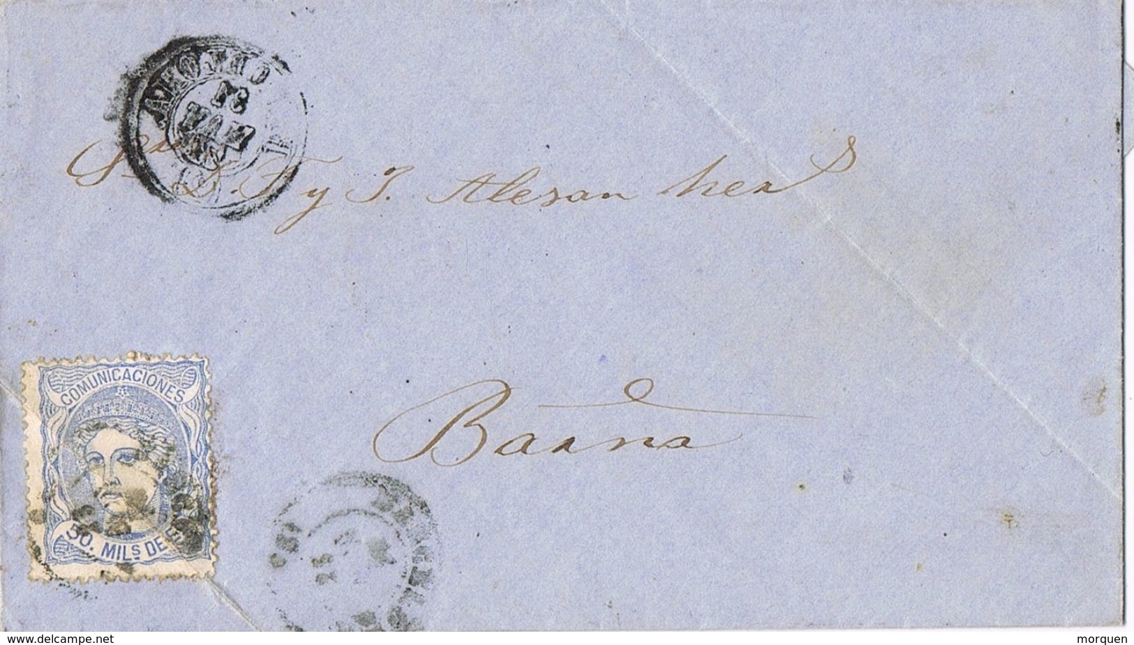 24656. Carta Entera REUS (tarragona) 1871. Alegoria. Doblado Carta Tipo Masonico - Storia Postale