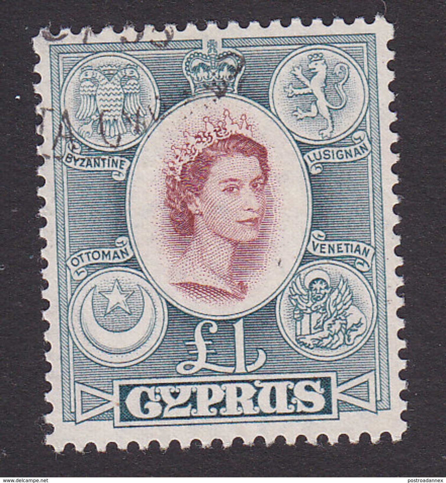Cyprus, Scott #182, Used, Elizabeth, Issued 1955 - Chypre (...-1960)