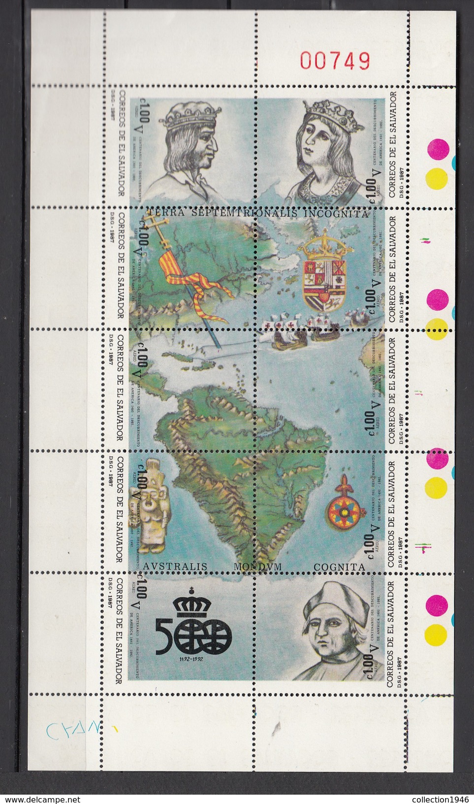 El Salvador 1987,10V In Sheetlet,dicovery America.MNH/Postfris(L3088) - Onafhankelijkheid USA