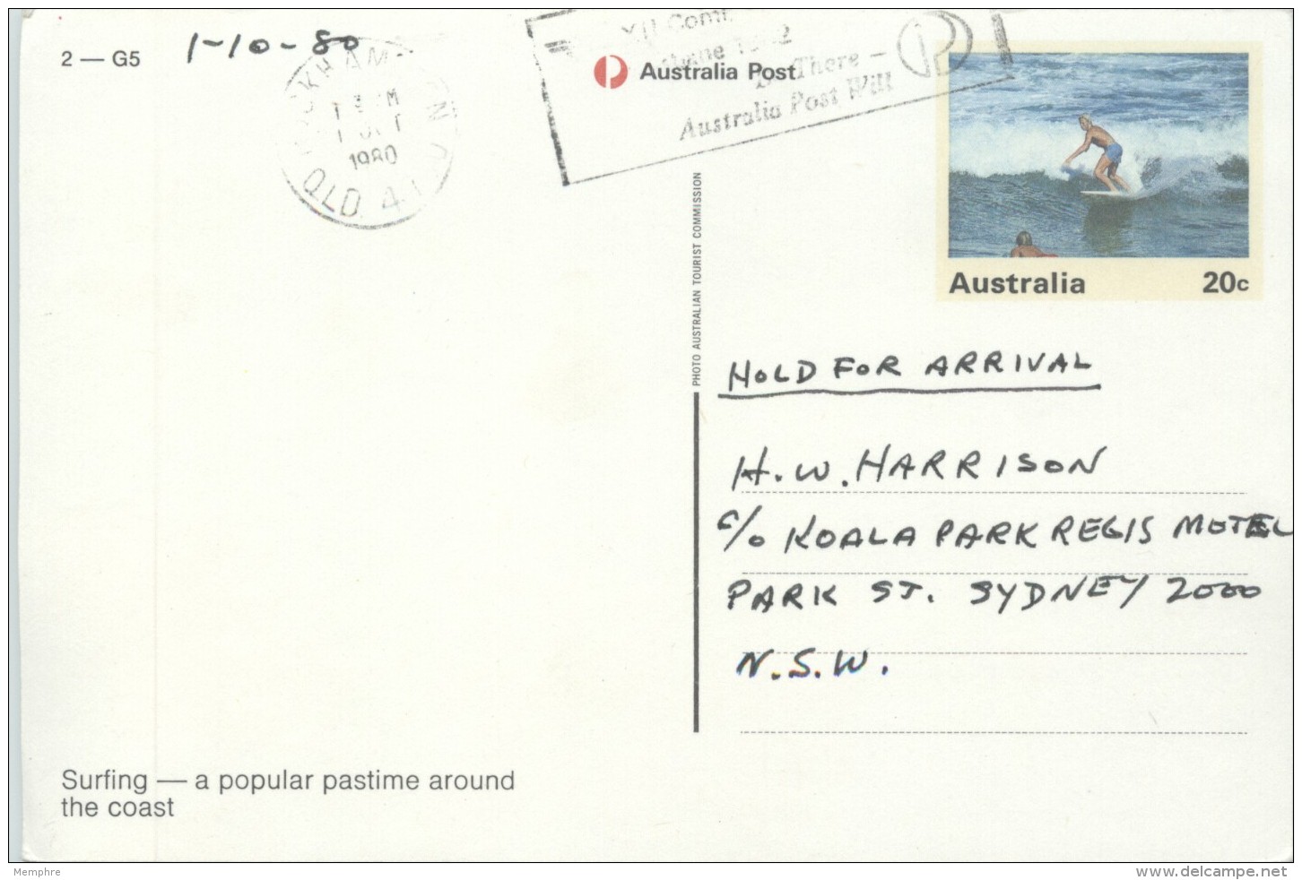 1980  View Card  Surfing - #2-G5  - Used - Postal Stationery