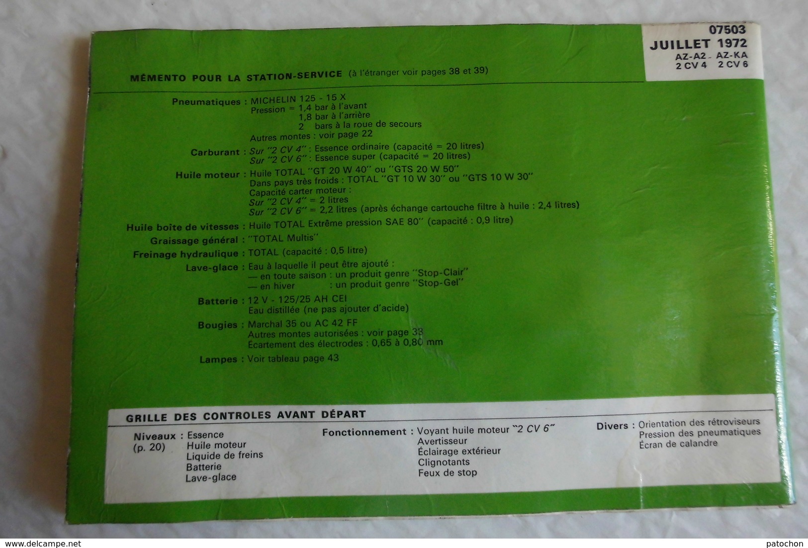 Mini Revue Technique Notice D'emplois Citroën 1972 Pour 2CV 4 & 6. - Voitures