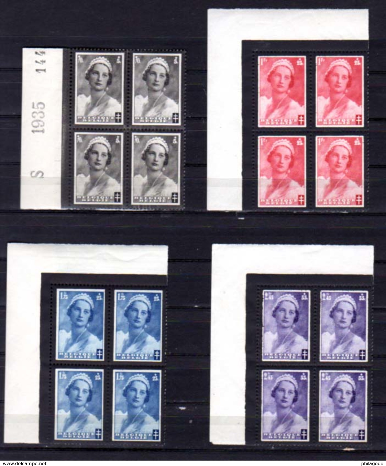 1935 Deuil Reine Astrid, 411 / 418**en # Avec Bord De Feuille, Cote 100 &euro;, - Unused Stamps