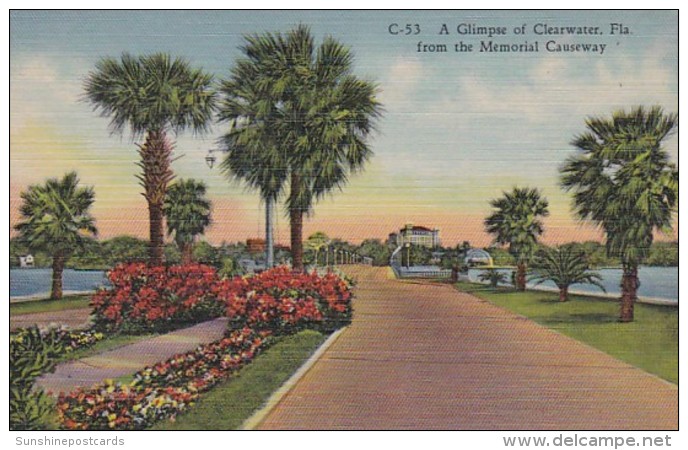 Florida Clearwater View From The Memorial Causeway Curteich - Clearwater