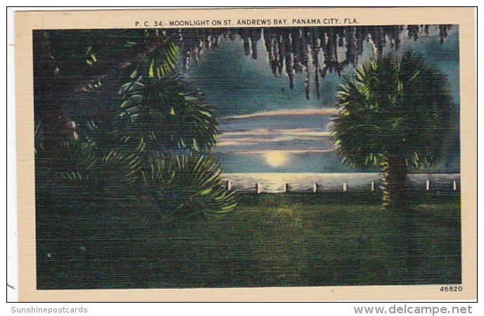 Florida Panama City Moonlight On St Andrews Bay - Panama City
