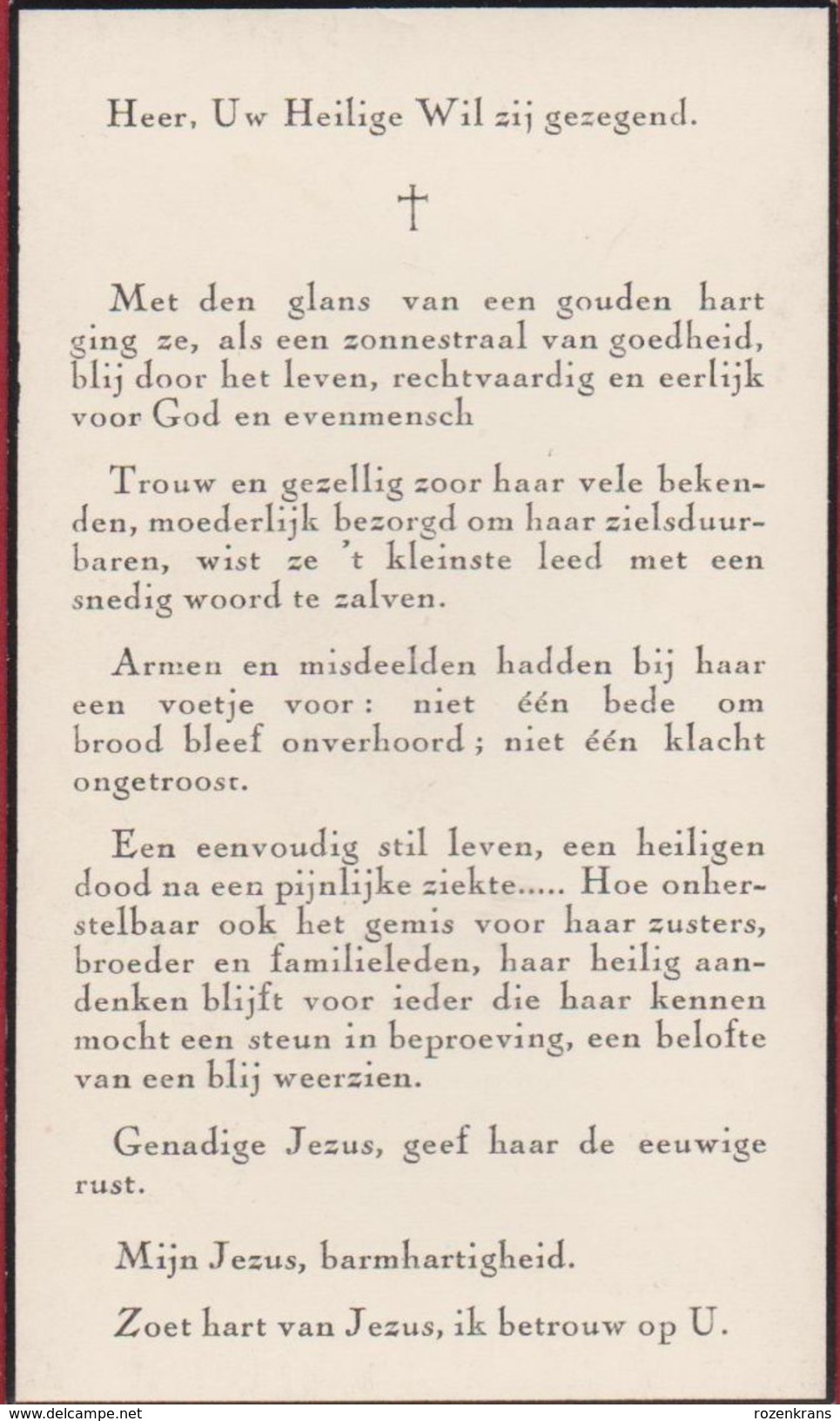 Jeanne Kruse Antwerpen 1878 1943 Te Oude-God Mortsel Begraven  Doodsprentje Image Mortuaire - Images Religieuses