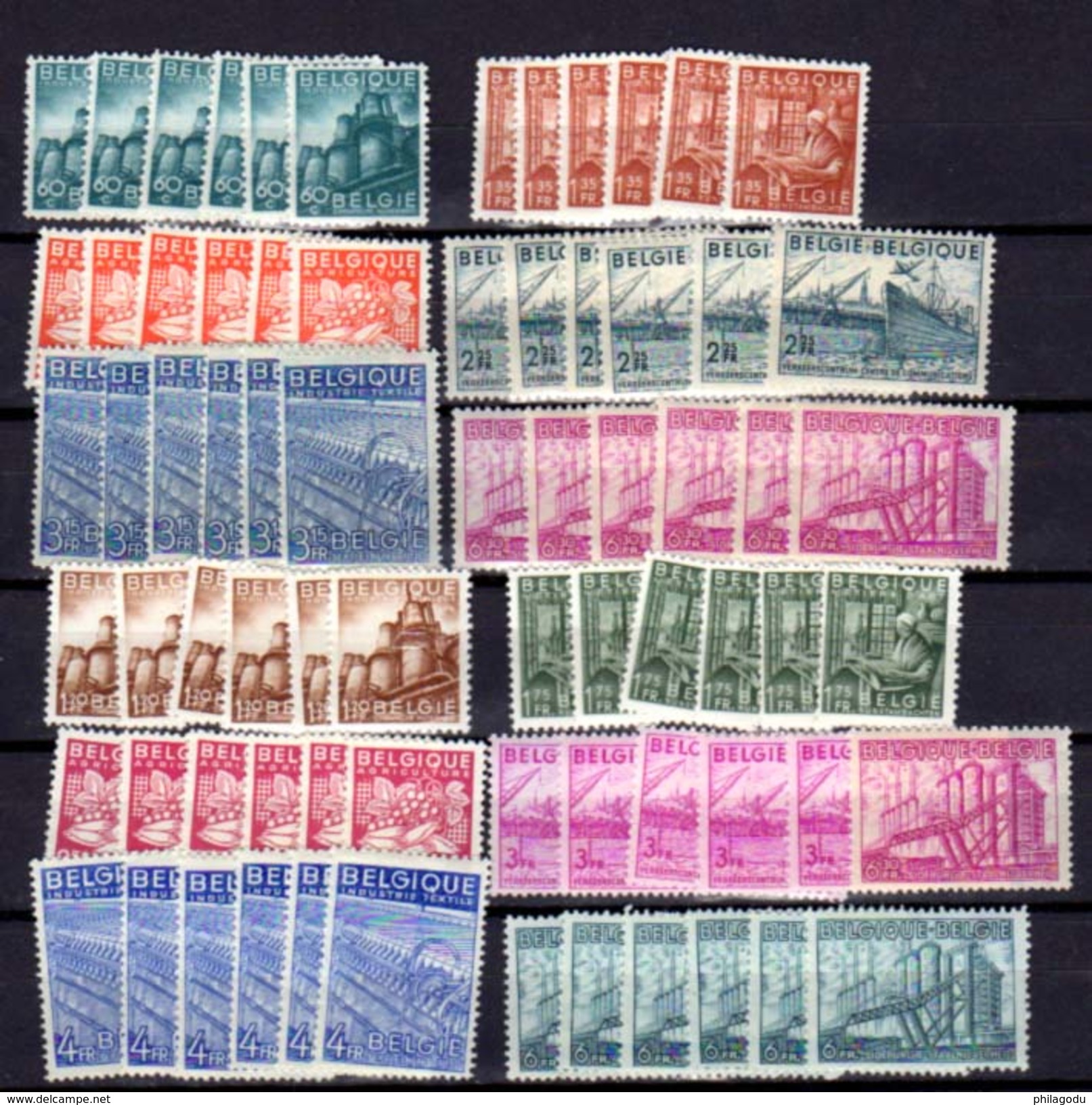 1948   Exportations Belges, 6 X  767 / 772**, Cote 438 &euro;, - 1948 Export