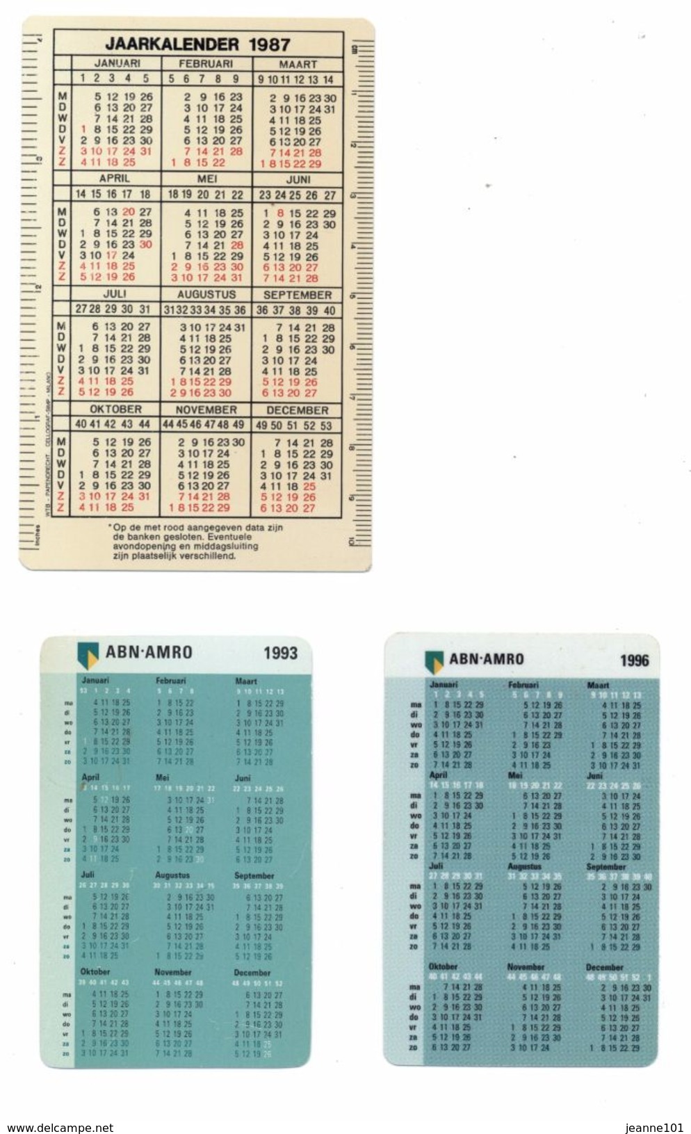 7 Kalenders ABN-Amrobank Jaren 80 En 90 - Autres & Non Classés