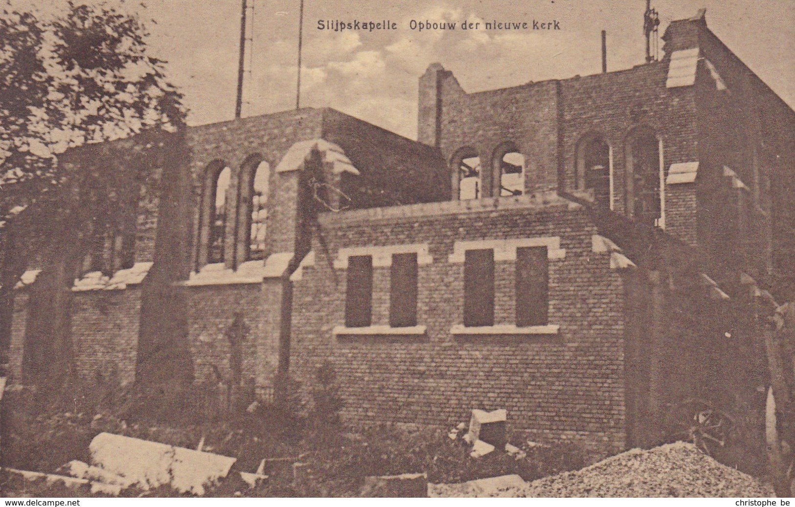 Slijpskapelle, Opbouw Der Nieuwe Kerk (pk36687) - Moorslede