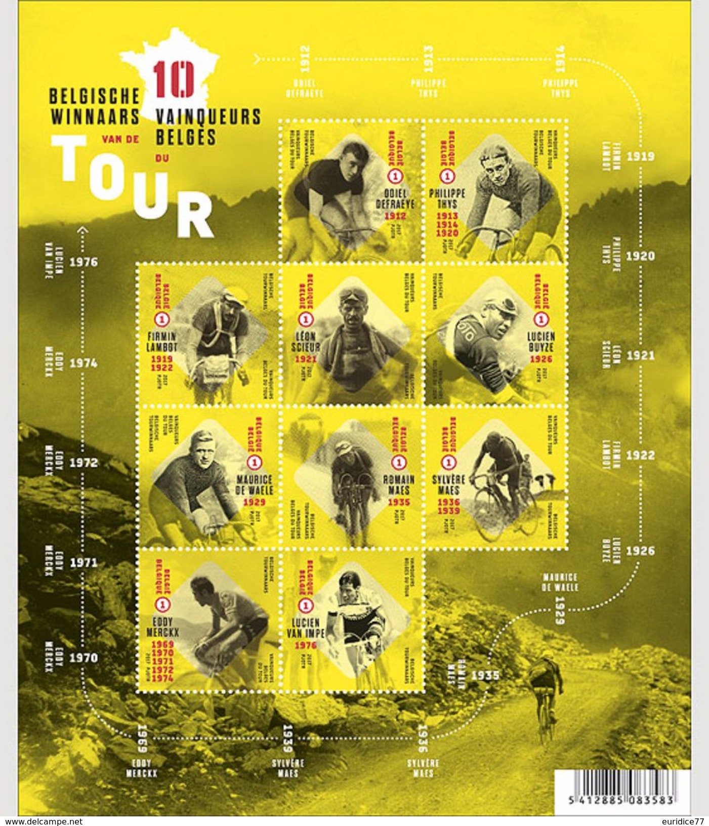 Belgium 2017 - Belgian Tour Winners Souvenir Sheet Mnh - Neufs