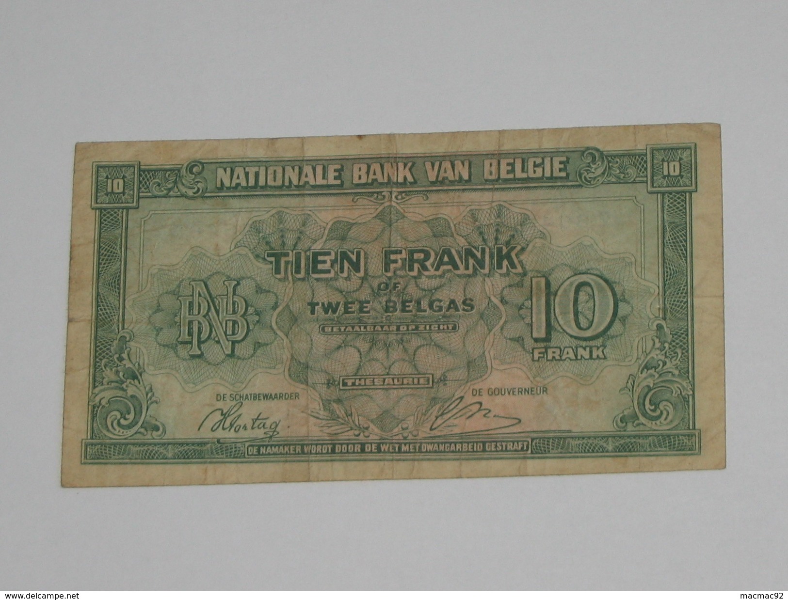 10 Francs Ou Deux Belgas - Banque Nationale De Belgique - 1943  **** EN ACHAT IMMEDIAT **** - Otros & Sin Clasificación