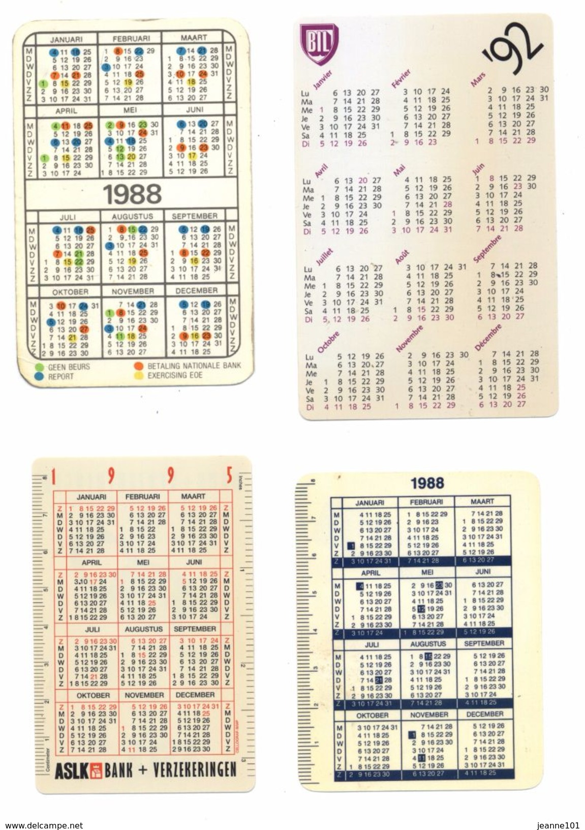 8 Kalenders Van Belgische Banken - Autres & Non Classés
