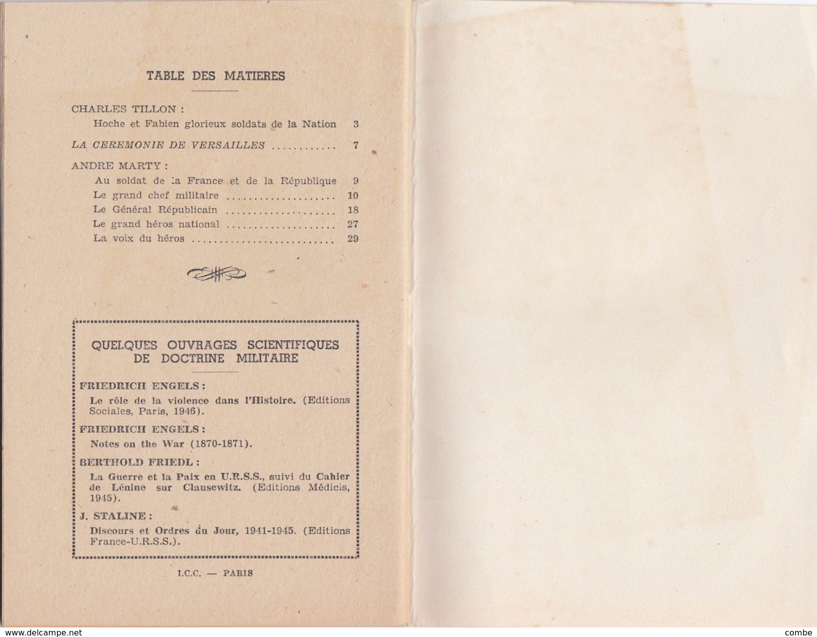 FASCICULE D'ANDRE MARTY DEPUTE DE PARIS. 1946. EDITIONS FRANCE D'ABORD. LAZARE HOCHE. PREFACE DE CHARLES TILLON - Zonder Classificatie