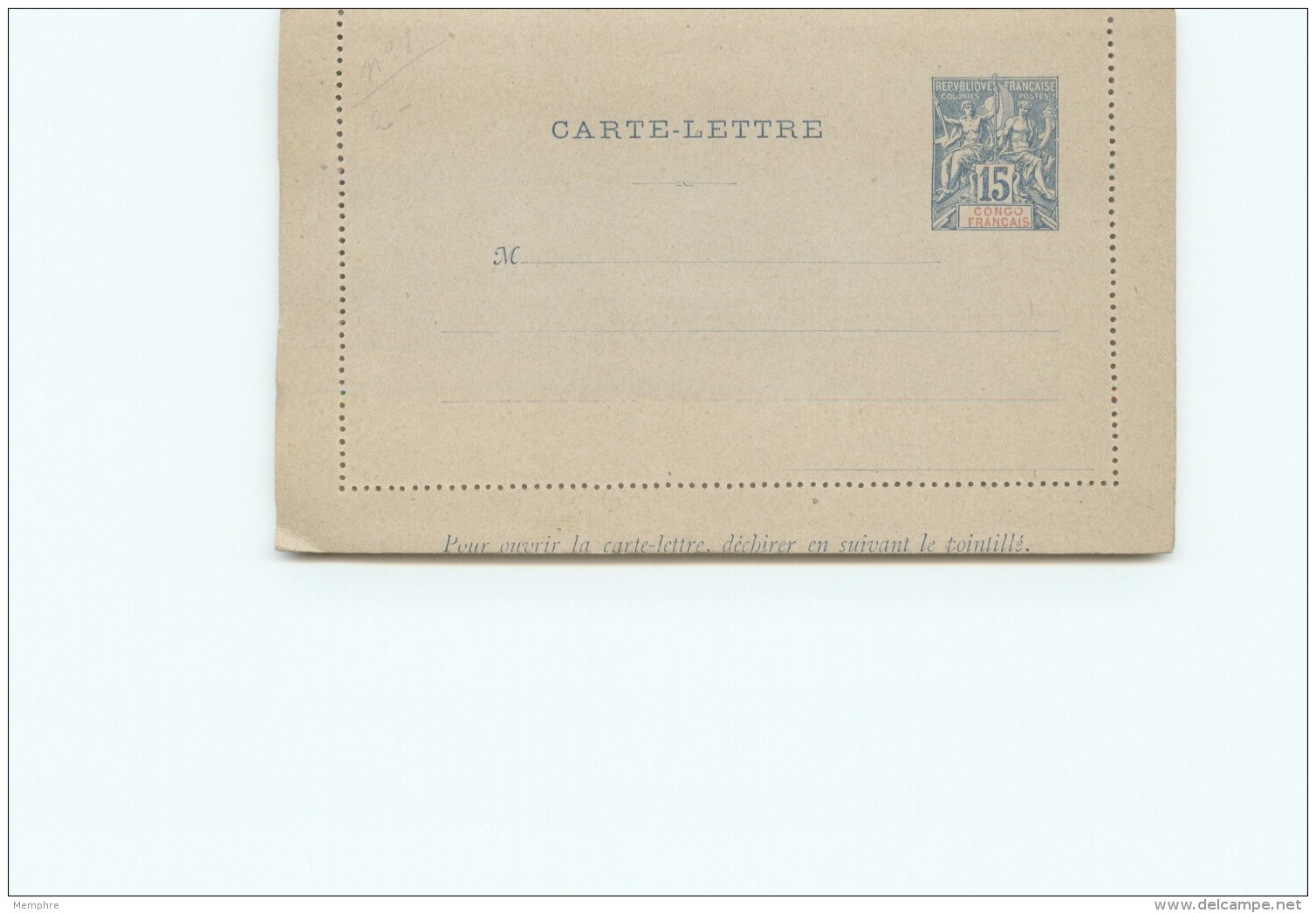 Entier Carte Lettre Groupe 15 Cent Bleu Neuve - Lettres & Documents