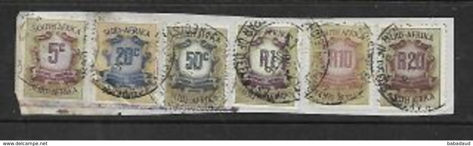 S.Africa, Revenue Stamps, R20, R10, R1, 50c, 20c, 5c Used REGISTRAR OF DEEDS 27 AUG 76 - Used Stamps