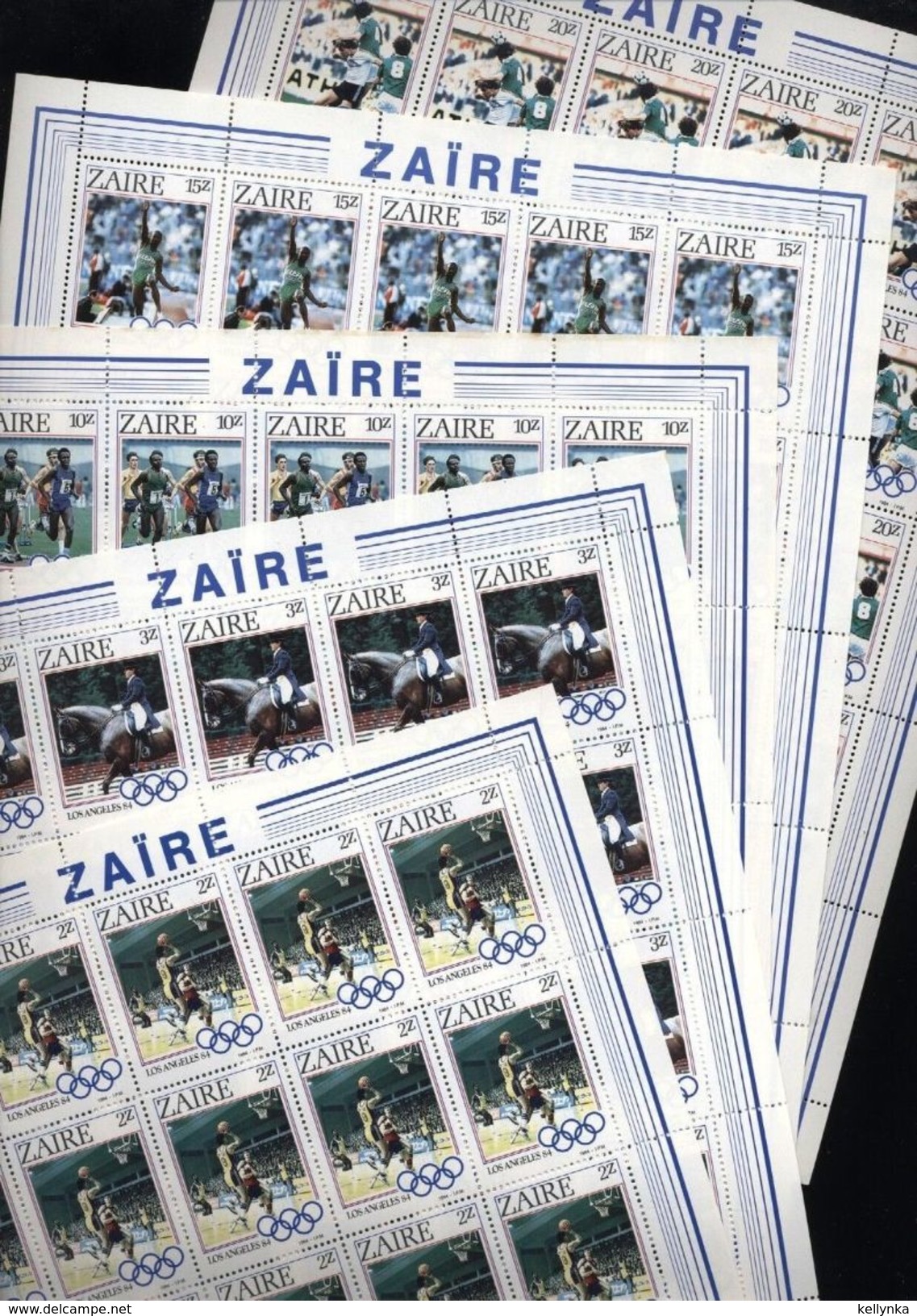 Zaire - 1239/1243 (Feuilles Complètes) - Jeux Olympiques Los Angeles - 1984 - MNH - Neufs