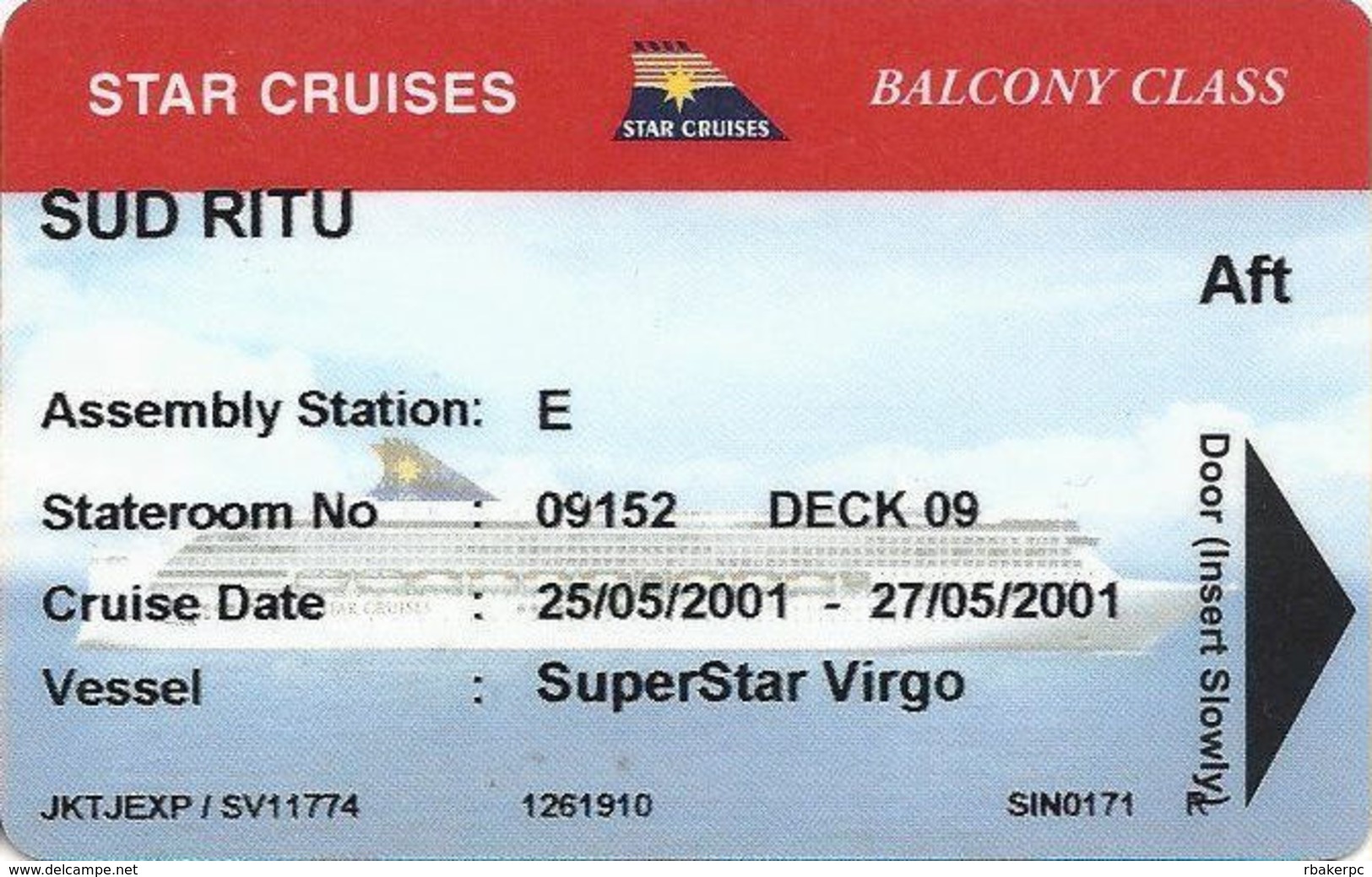 Star Cruises - Super Star Virgo 2001 - Balcony Class - Hotel Keycards