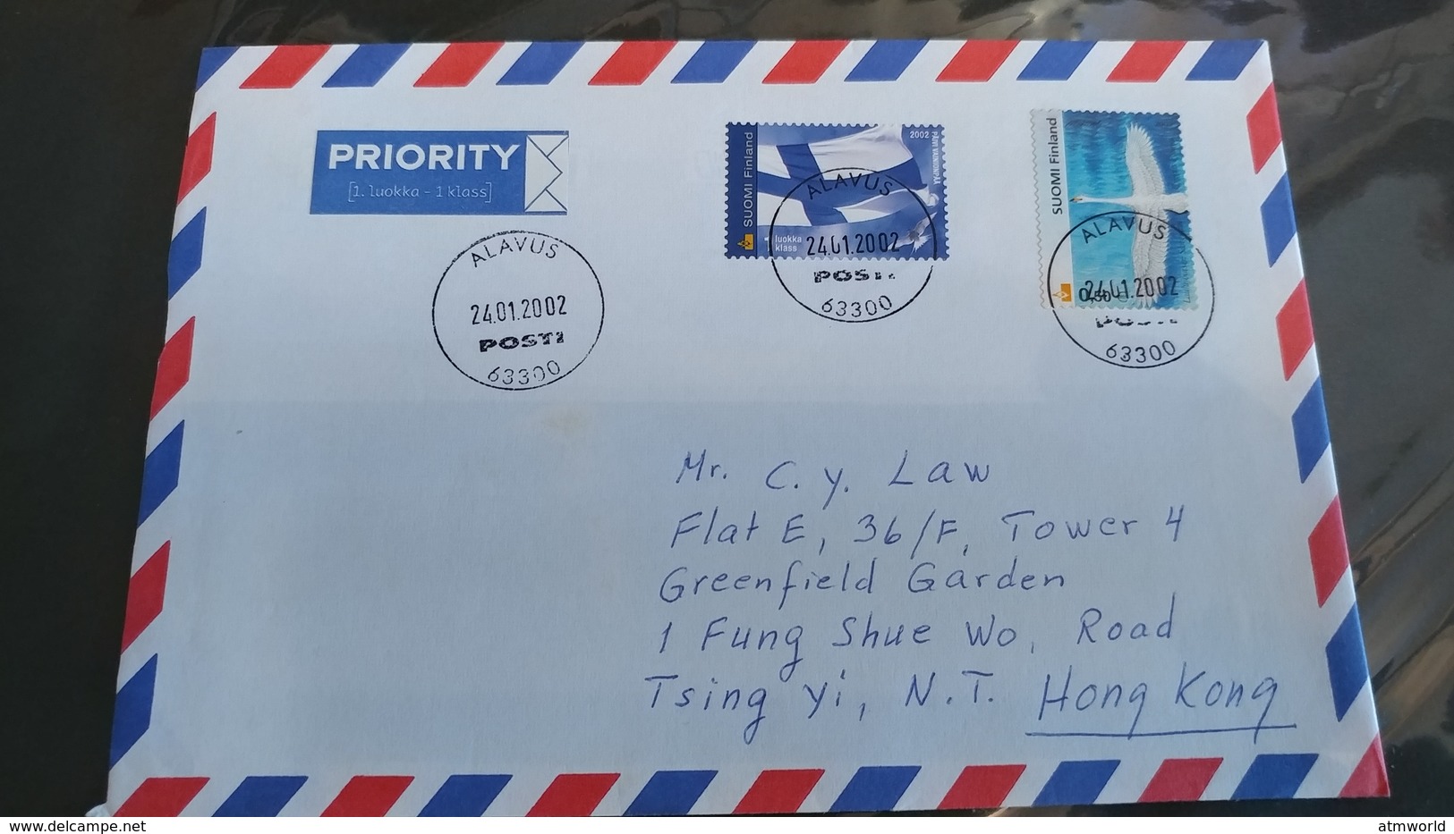 Postal Cover from Finland to Hong Kong