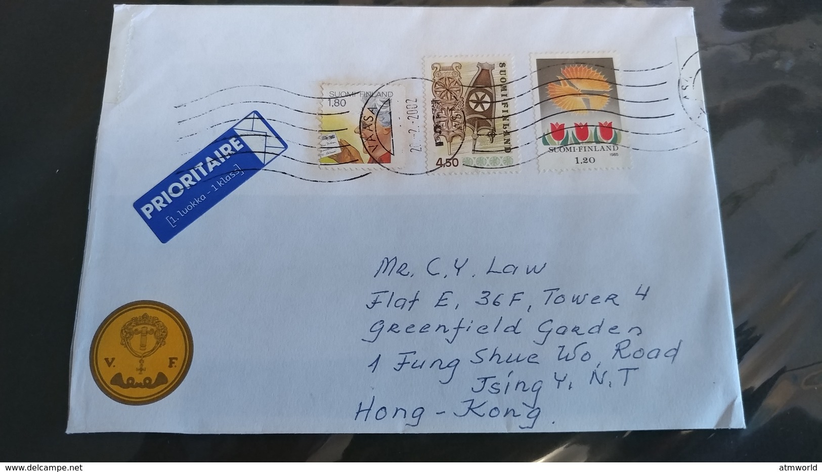 Postal Cover from Finland to Hong Kong