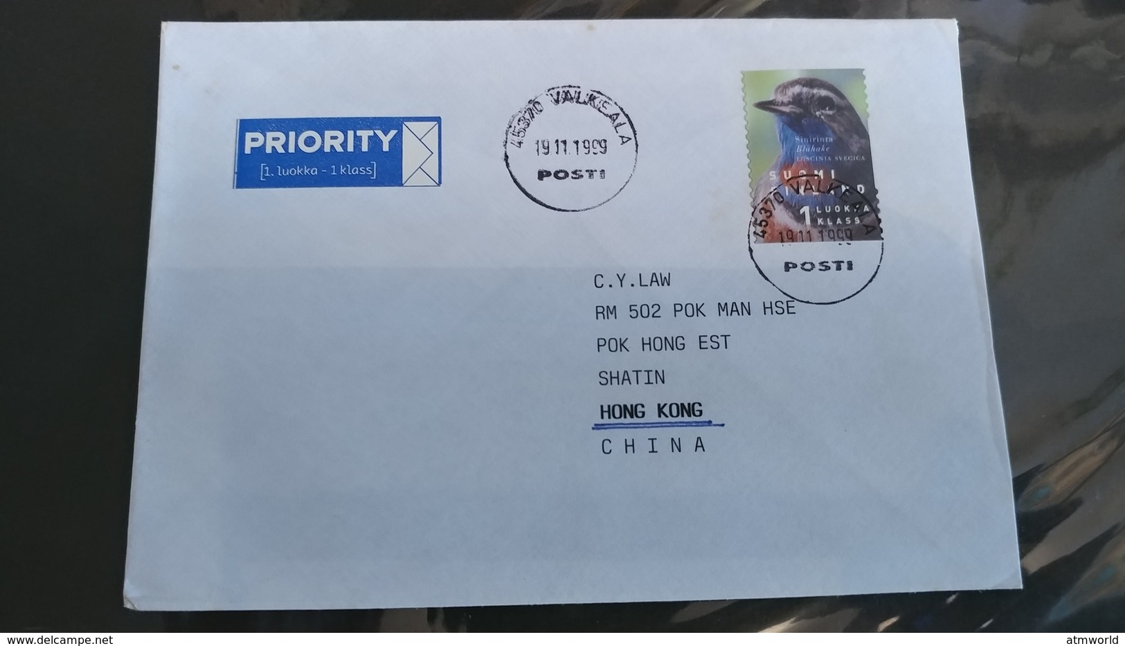 Postal Cover from Finland to Hong Kong
