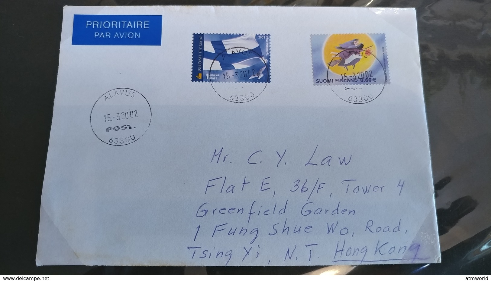 Postal Cover from Finland to Hong Kong