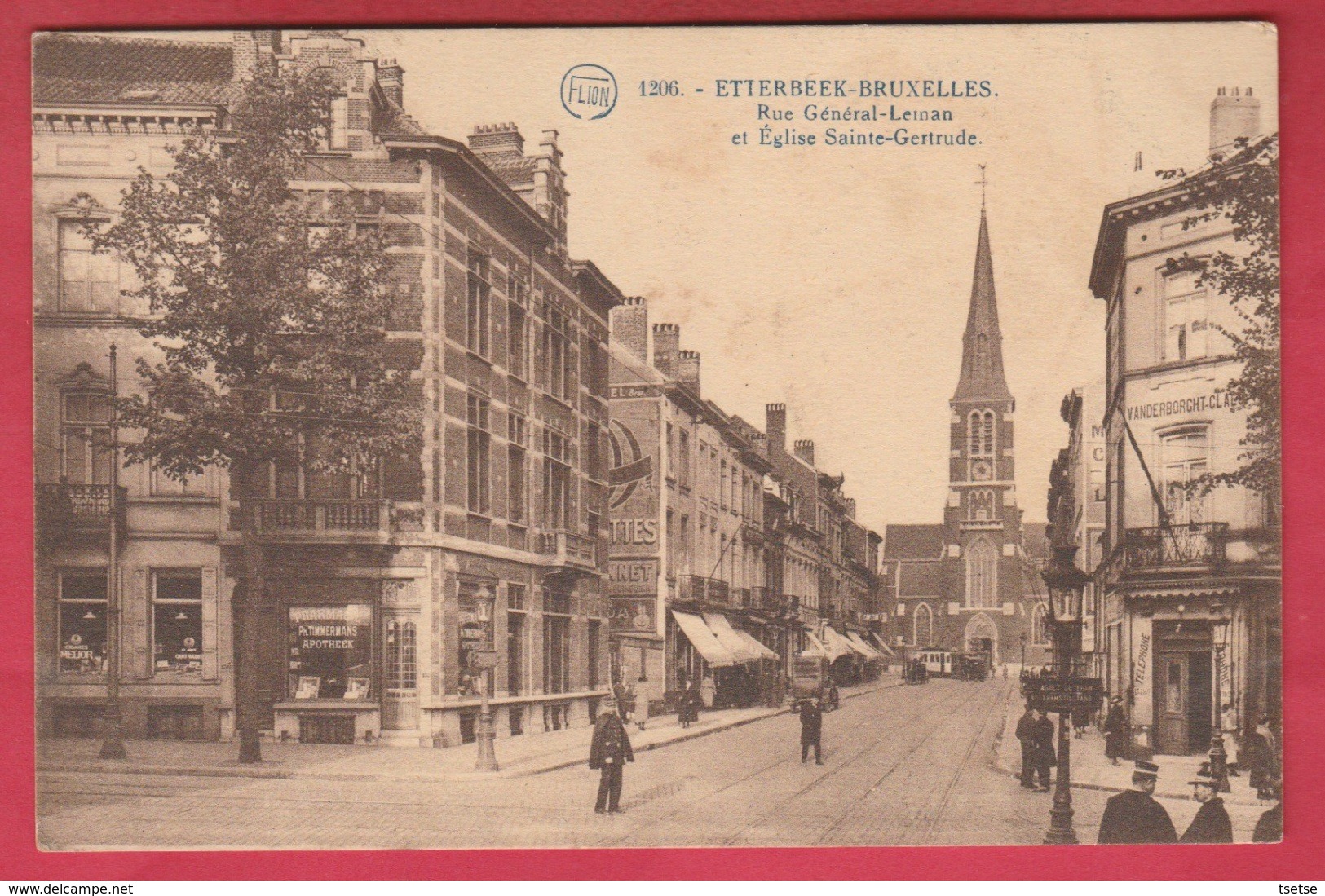 Etterbeek - Rue Général-Leman Et Eglise Sainte-Gertrude... Gendarme Au Carrefour - 1923 ( Voir Verso ) - Etterbeek