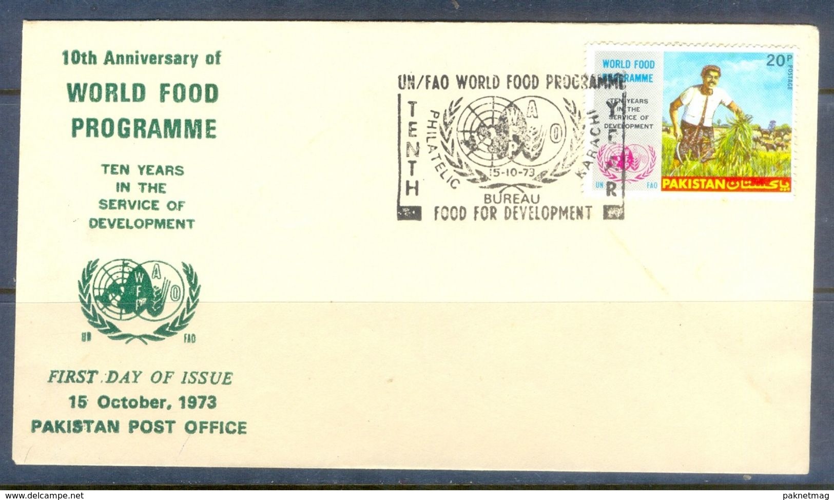 D674- FDC Of Pakistan Year 1973. World Food Day. Animals. Cow. Plants. - Pakistan