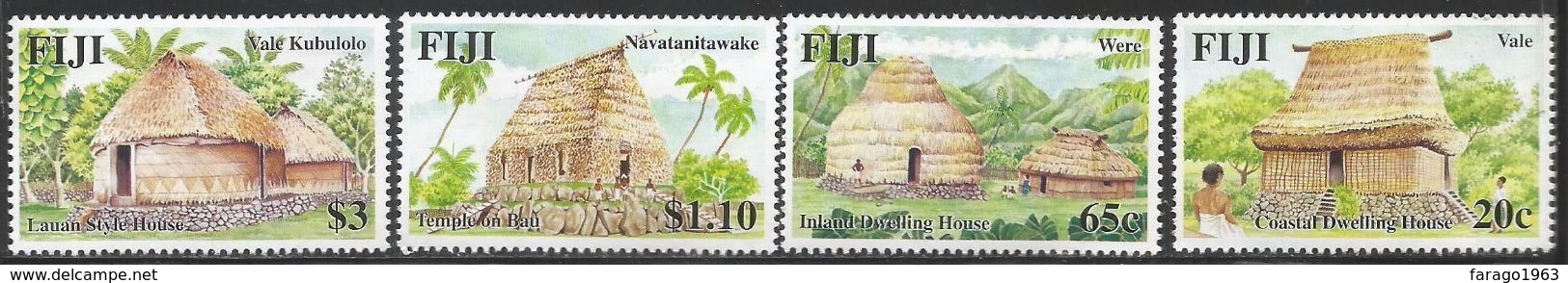 2007 Fiji Traditional Architecture Culture Houses Complete Set Of 4  MNH - Fiji (1970-...)