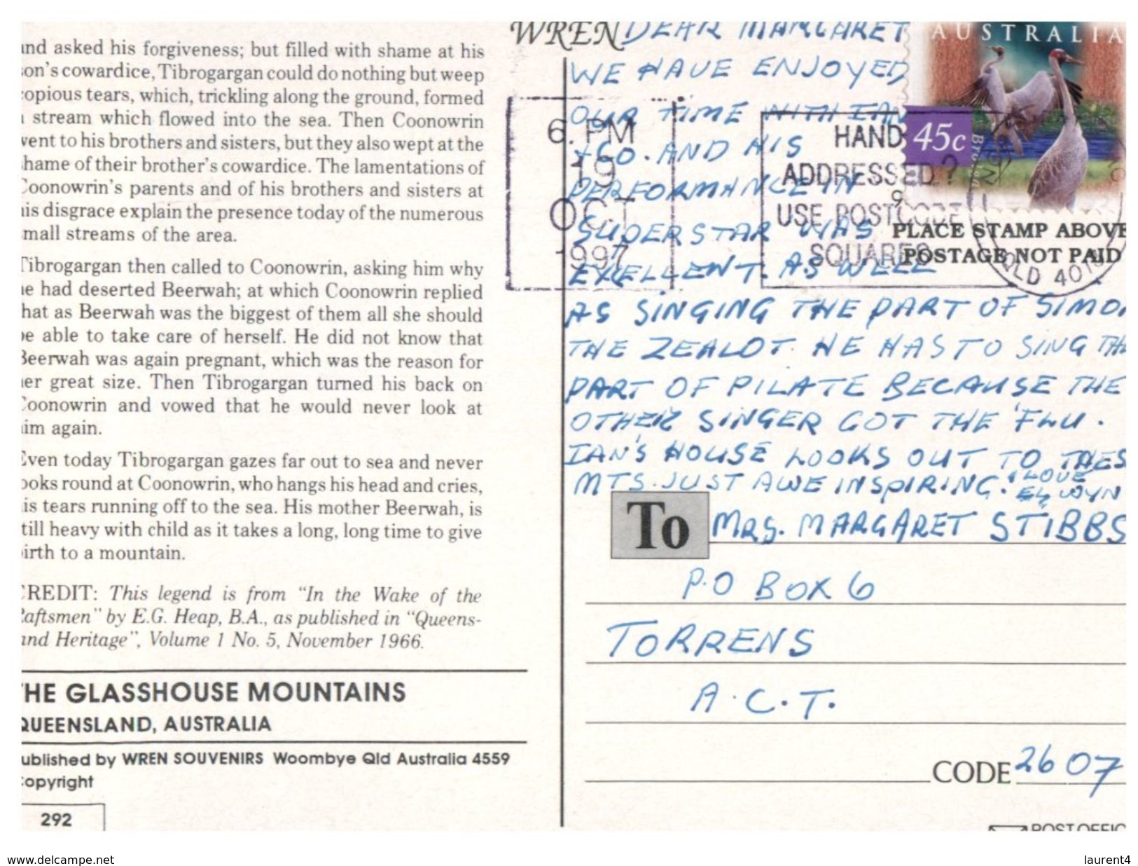 (725)  Australia - (with Stamp At Back Of Card) - QLD - Glass House Mountain - Atherton Tablelands