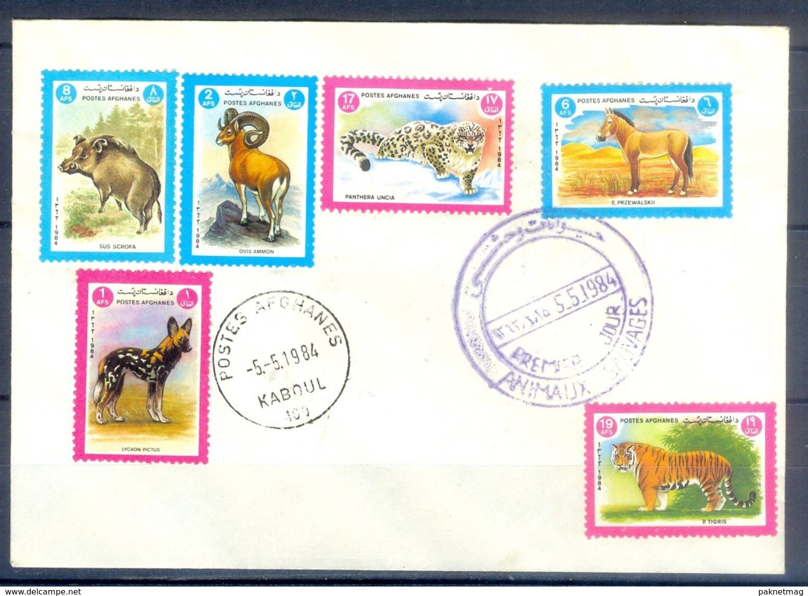 D755- FDC Of Afghanistan Year 1984. Animals.Tiger. Panther. Sus Scrofa. - Afghanistan