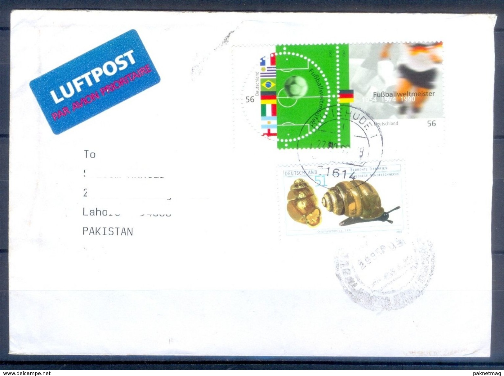 D759- Postal Used Cover. Posted From Germany To Pakistan. Foot Ball. Soocer. Flags. - Other & Unclassified