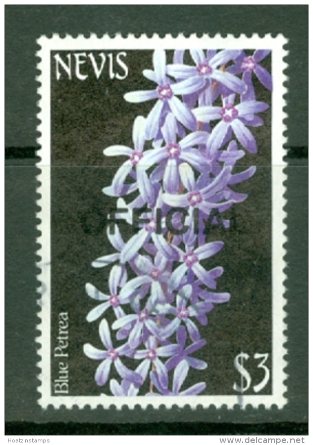 Nevis: 1985   Flowers 'Official' OVPT   SG O38    $3   Used - St.Kitts Und Nevis ( 1983-...)