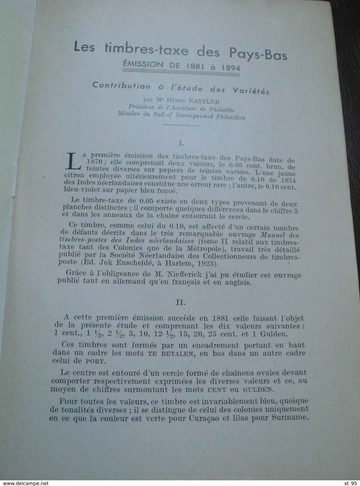 Les Timbres Taxe Des Payx Bas - 1952 - 12 Pages - Frais De Port 1.50 Euros - Autres & Non Classés