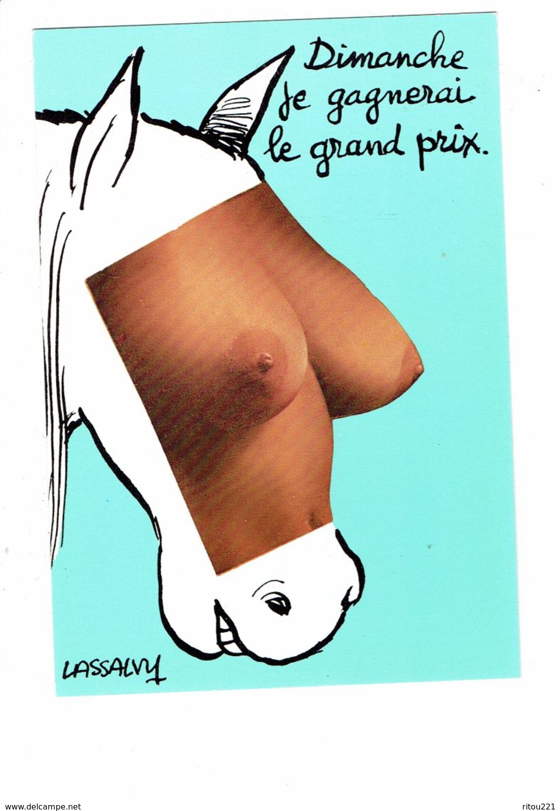 CPm HUMORISTIQUE ILLUSTRATEUR LASSALVY /  Seins Nus Femme Cheval / Montage Humour Tiercé Grand Prix - Lassalvy