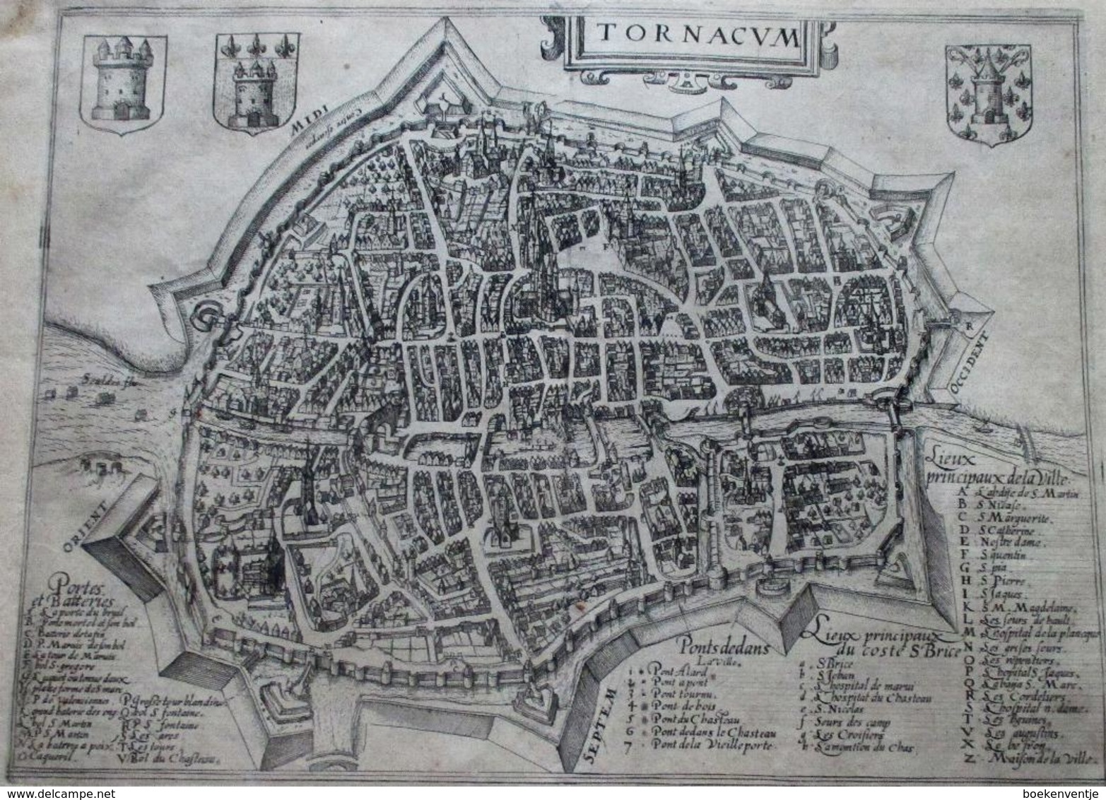 Doornik - Tournai - Tornacum - Stadsplan - Carte De Ville -  Antique City Map - Giucciardini 1613 - Autres & Non Classés