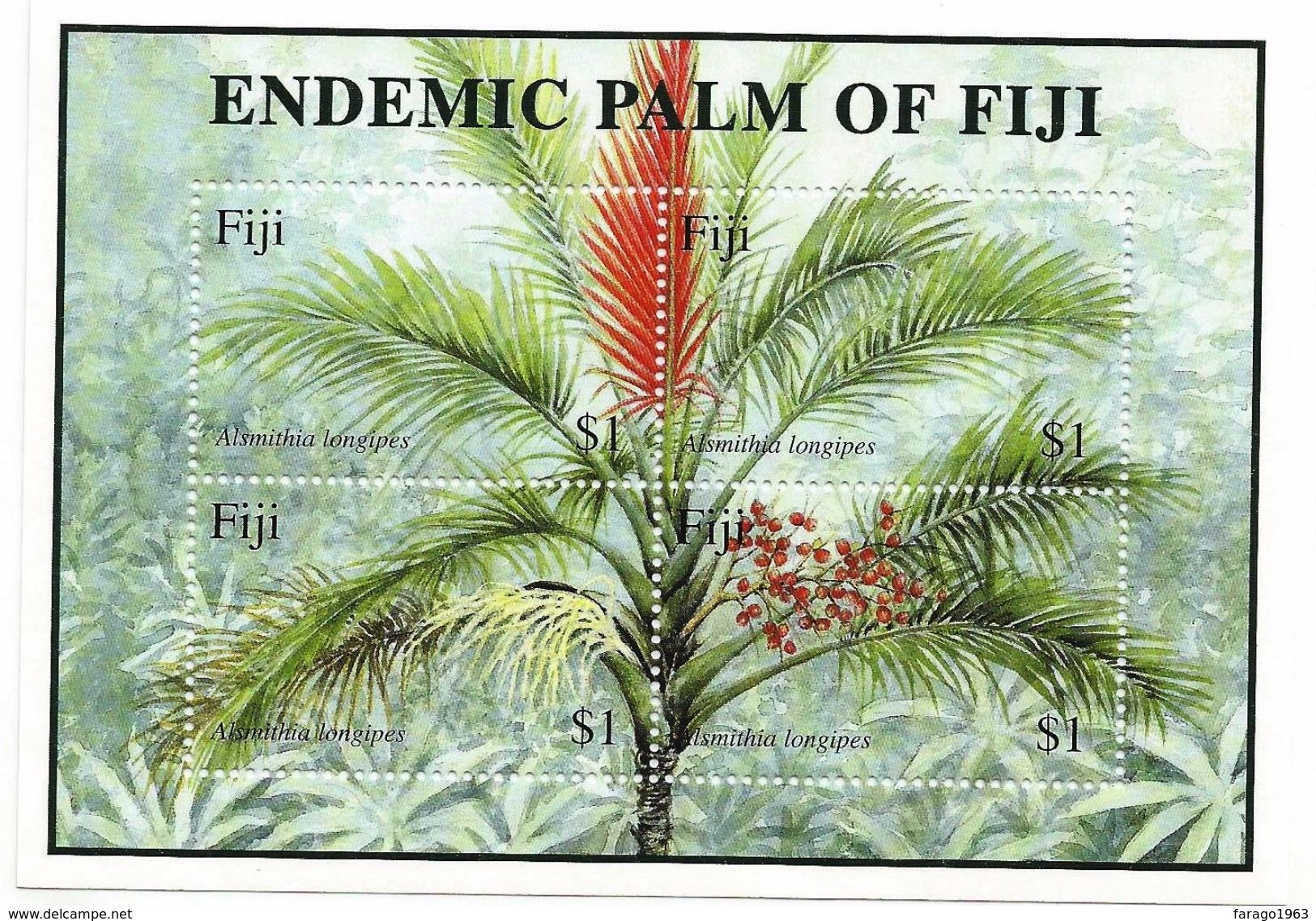 2000 Fiji  Endemic Palms Trees Miniature Sheet MNH - Fiji (1970-...)