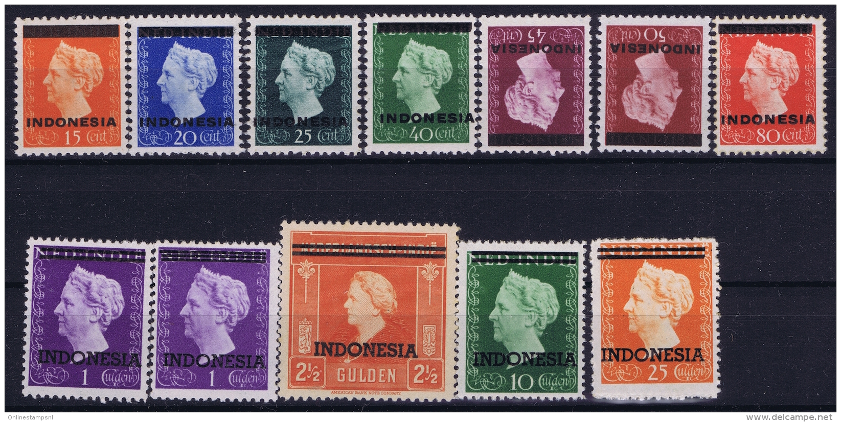 Indonesia 1948 NVPH 351 - 361 + 358A  Postfrisch/neuf Sans Charniere /MNH/**  45 + 50 Cent Hinged/* - Indonesien